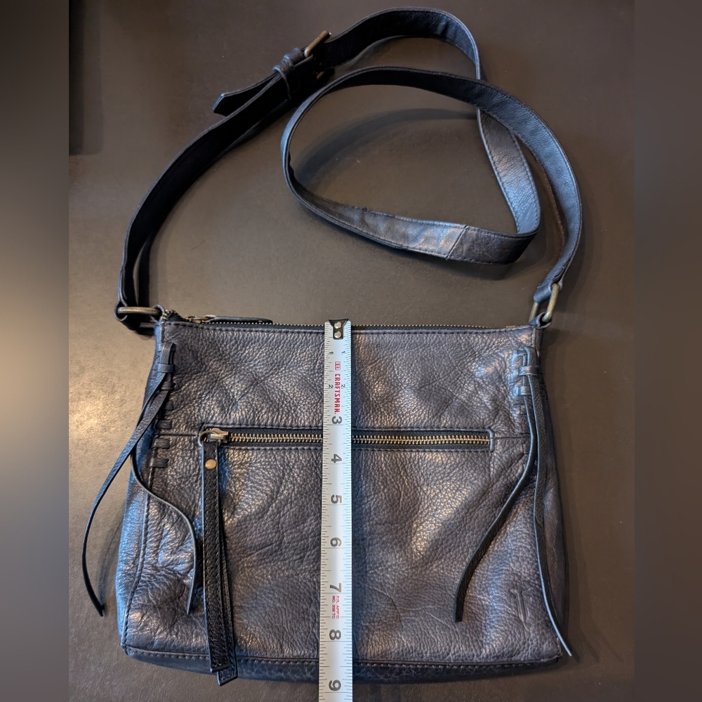Frye Caelan Leather Crossbody Purse Black & Tassels - Picture 2 of 7